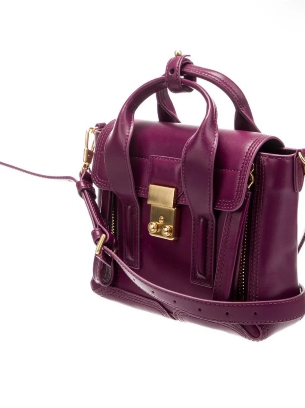 3.1 Phillip Lim Plum Leather Satchel with Gold Hardware